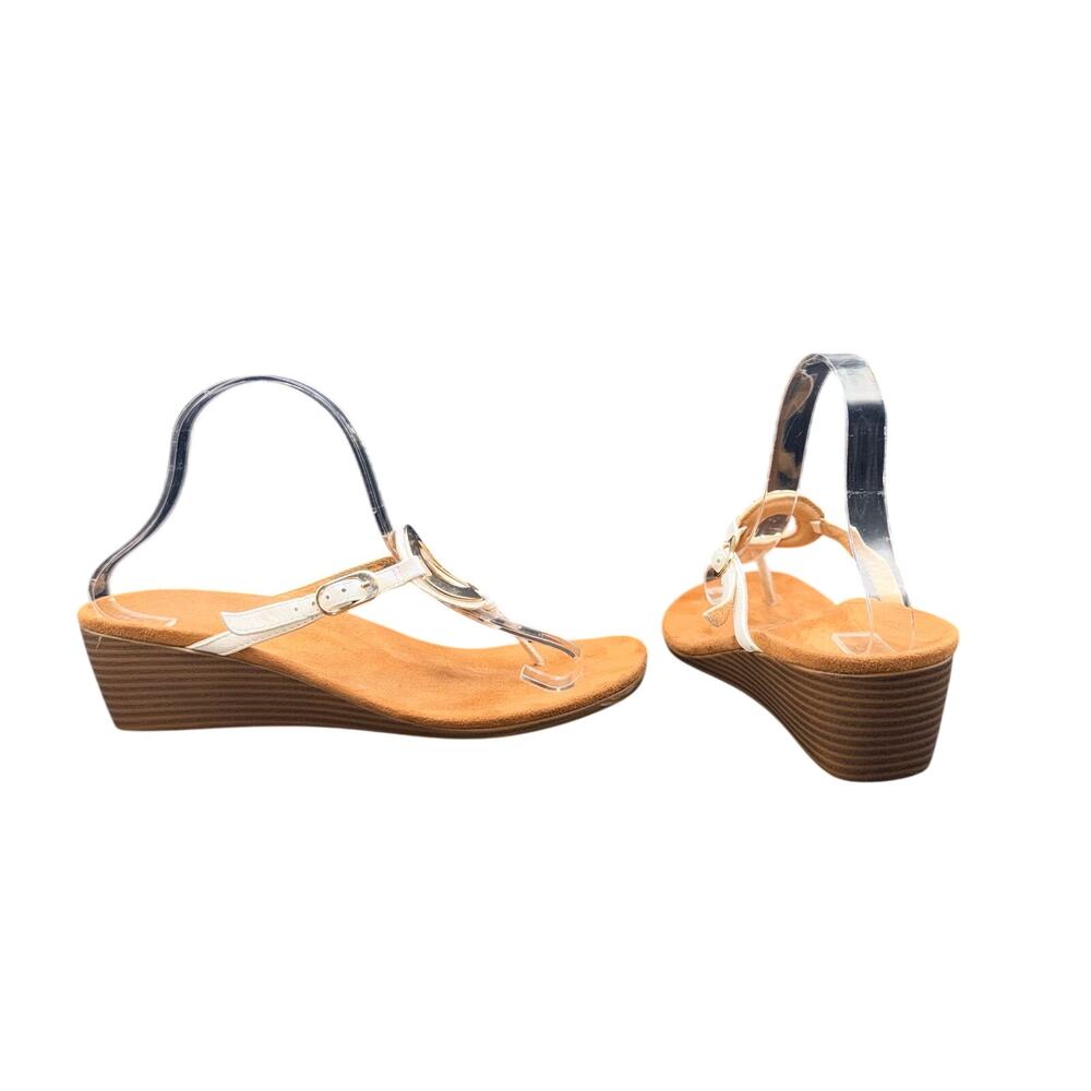 Vionic Orchid White T Strap Wedge Sandals Womens 9 Comfort Thong EU 41